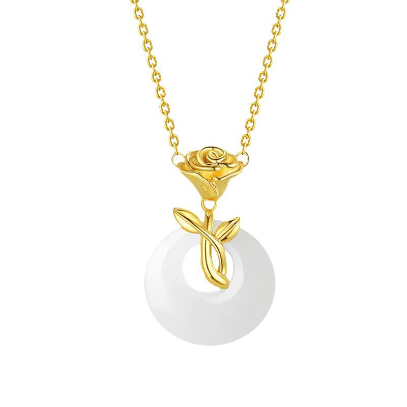 Jade Rose Pendant Necklace