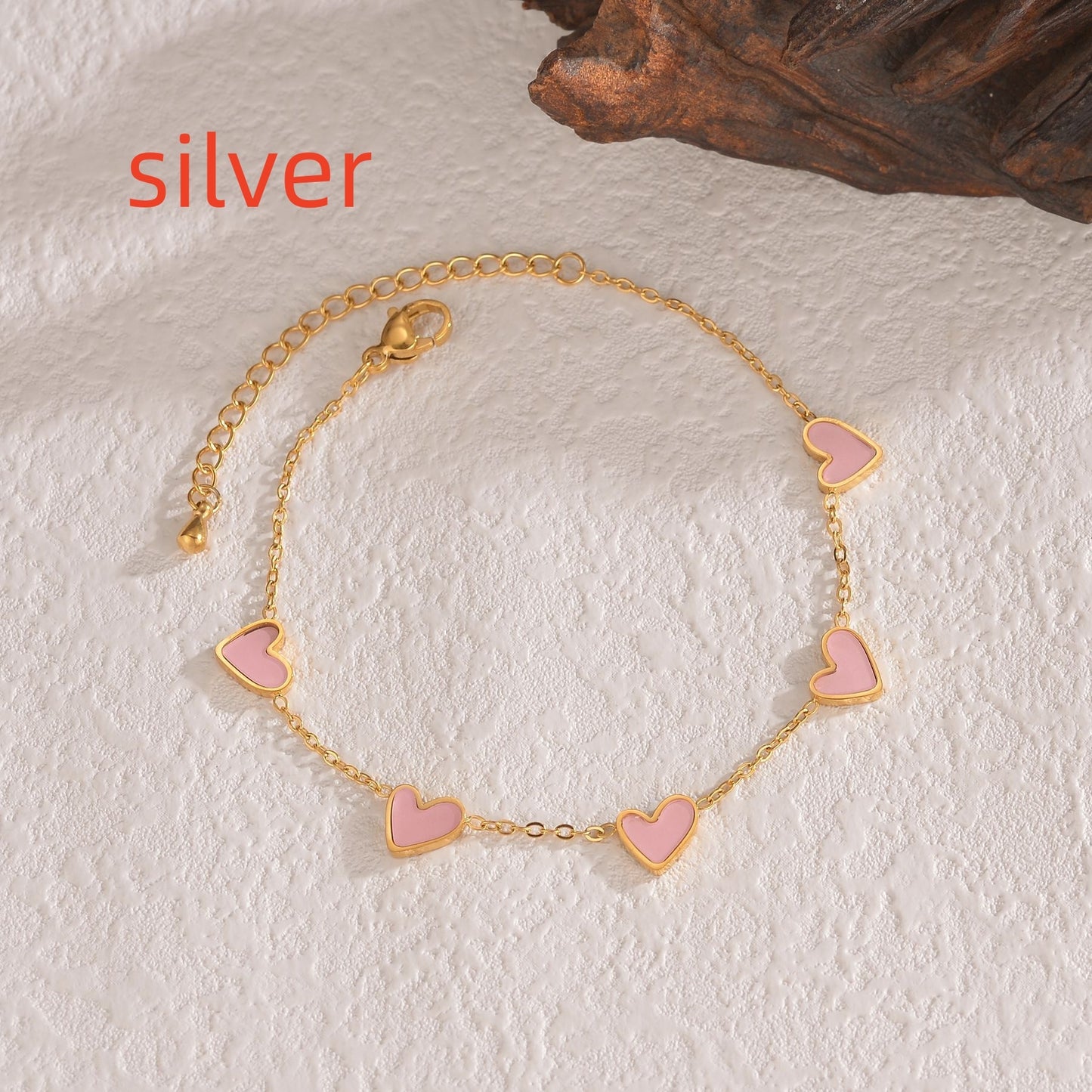 Stainless Steel Love Heart Bracelet – Minimalist Dripping Charm, Adjustable Chain, Elegant Gift for Women