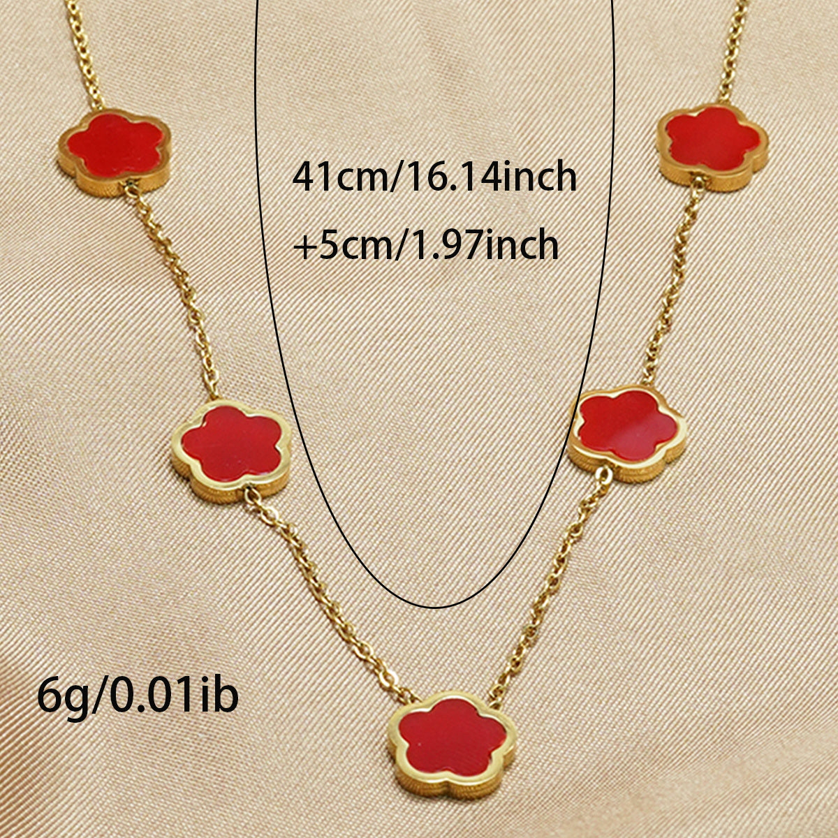 18K Gold Plated Five Leaf Clover Necklace – Elegant Hypoallergenic Jewelry