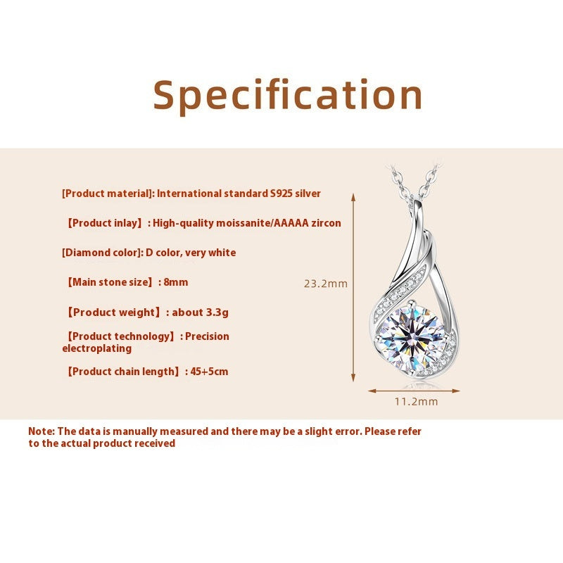 Elegant Water Drop Diamond Pendant Necklace – 925 Silver Jewelry