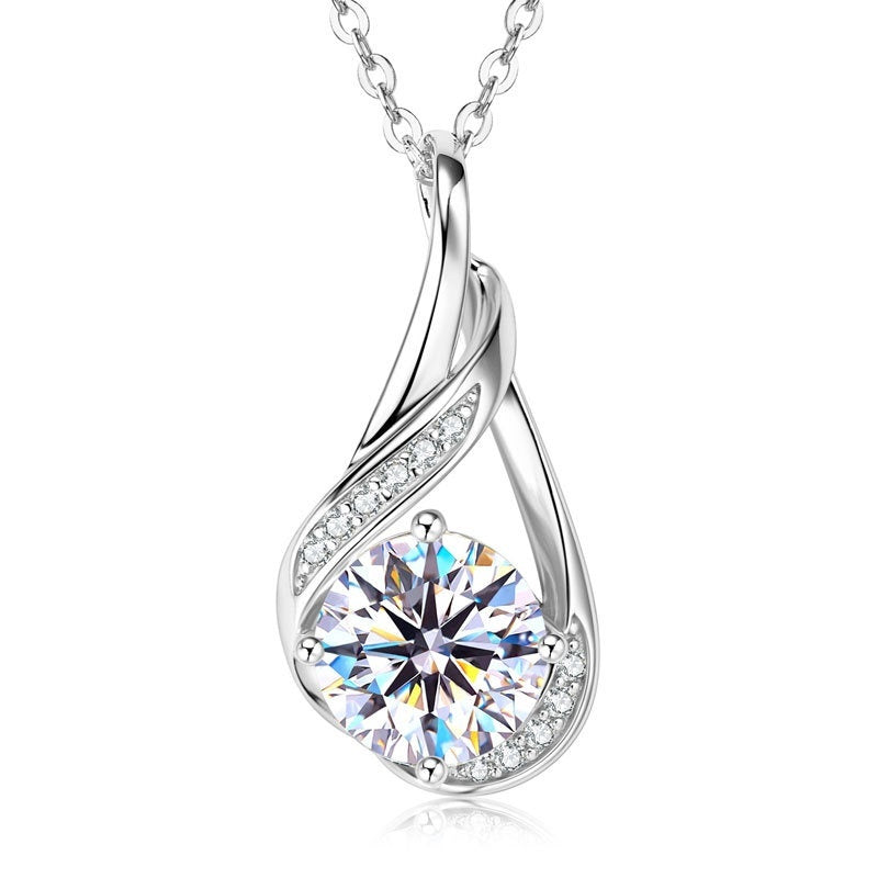 Elegant Water Drop Diamond Pendant Necklace – 925 Silver Jewelry