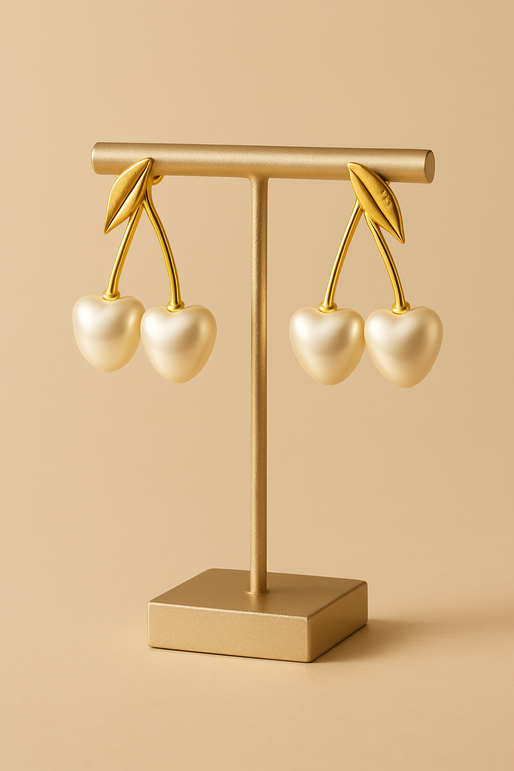 Pearl Cherry Drop Earrings - stand