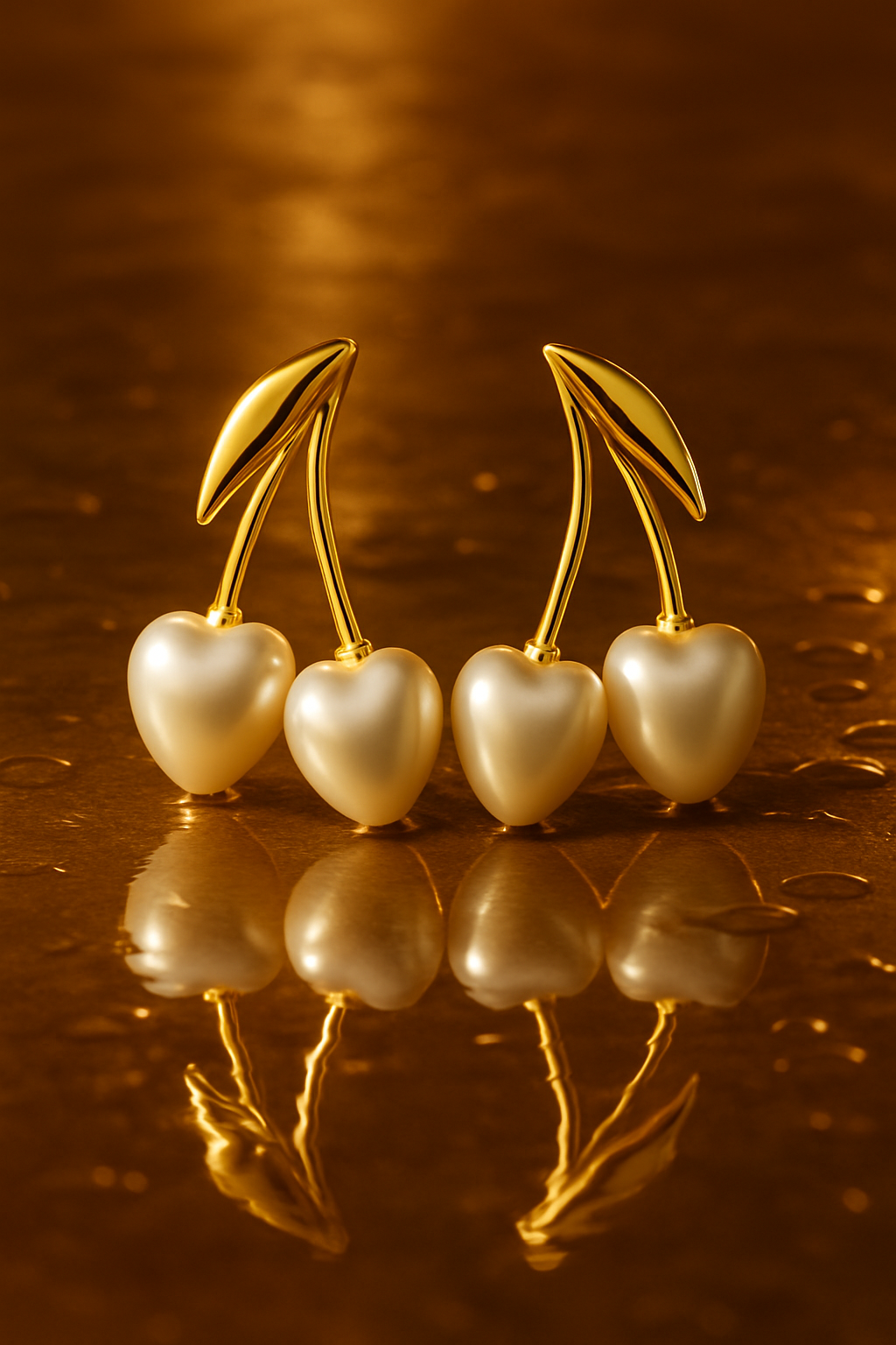 Pearl Cherry Drop Earrings - water