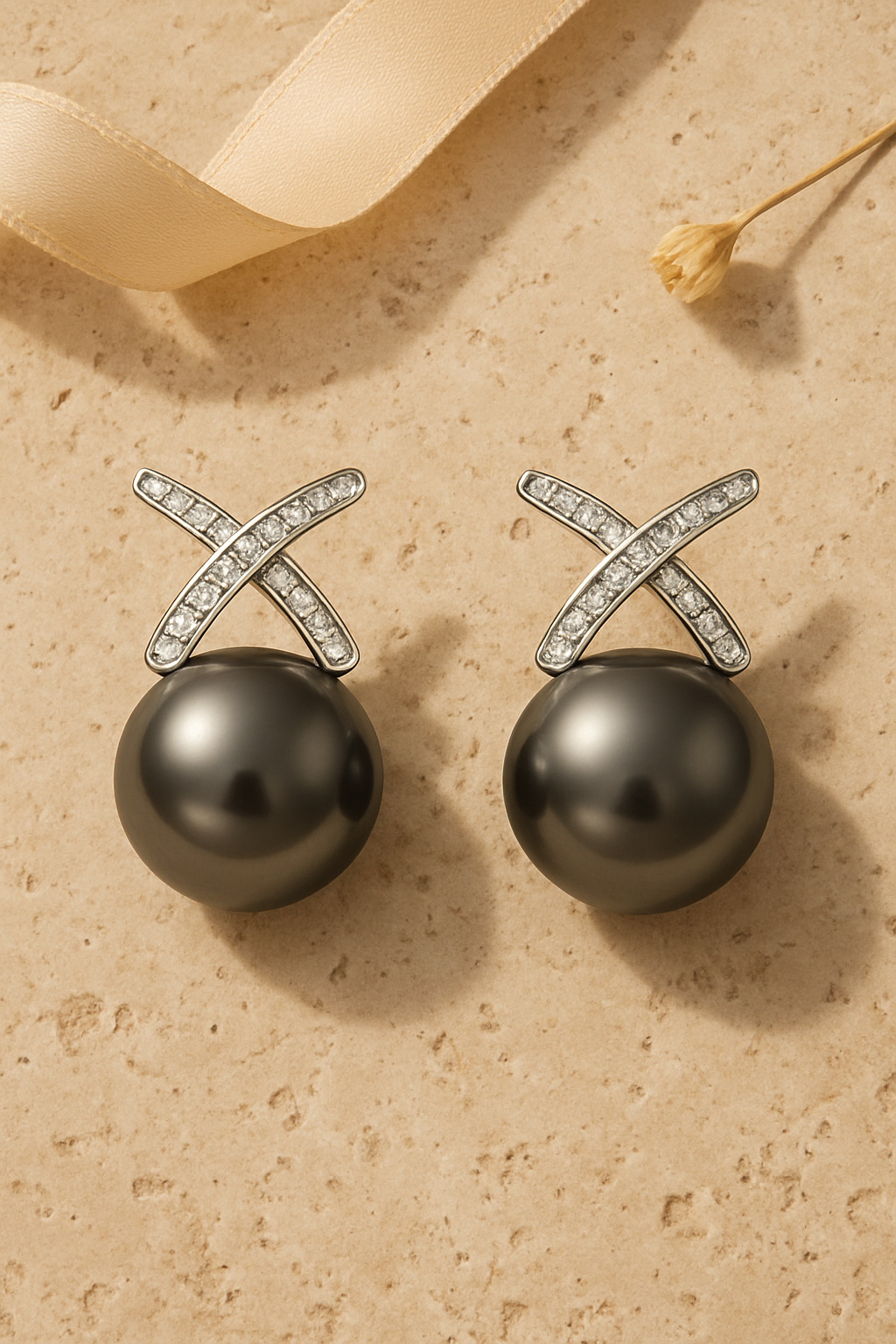Soft Pearl Stud Earrings - flat lay