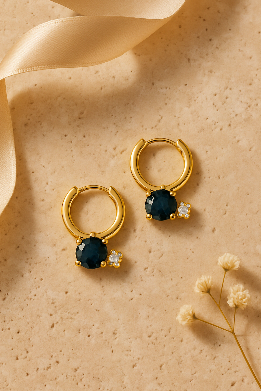 Gold Zircon Mini Hoops - flat lay