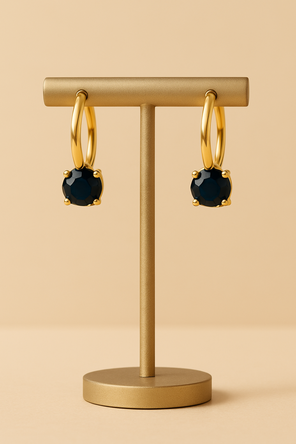 Gold Zircon Mini Hoops - stand