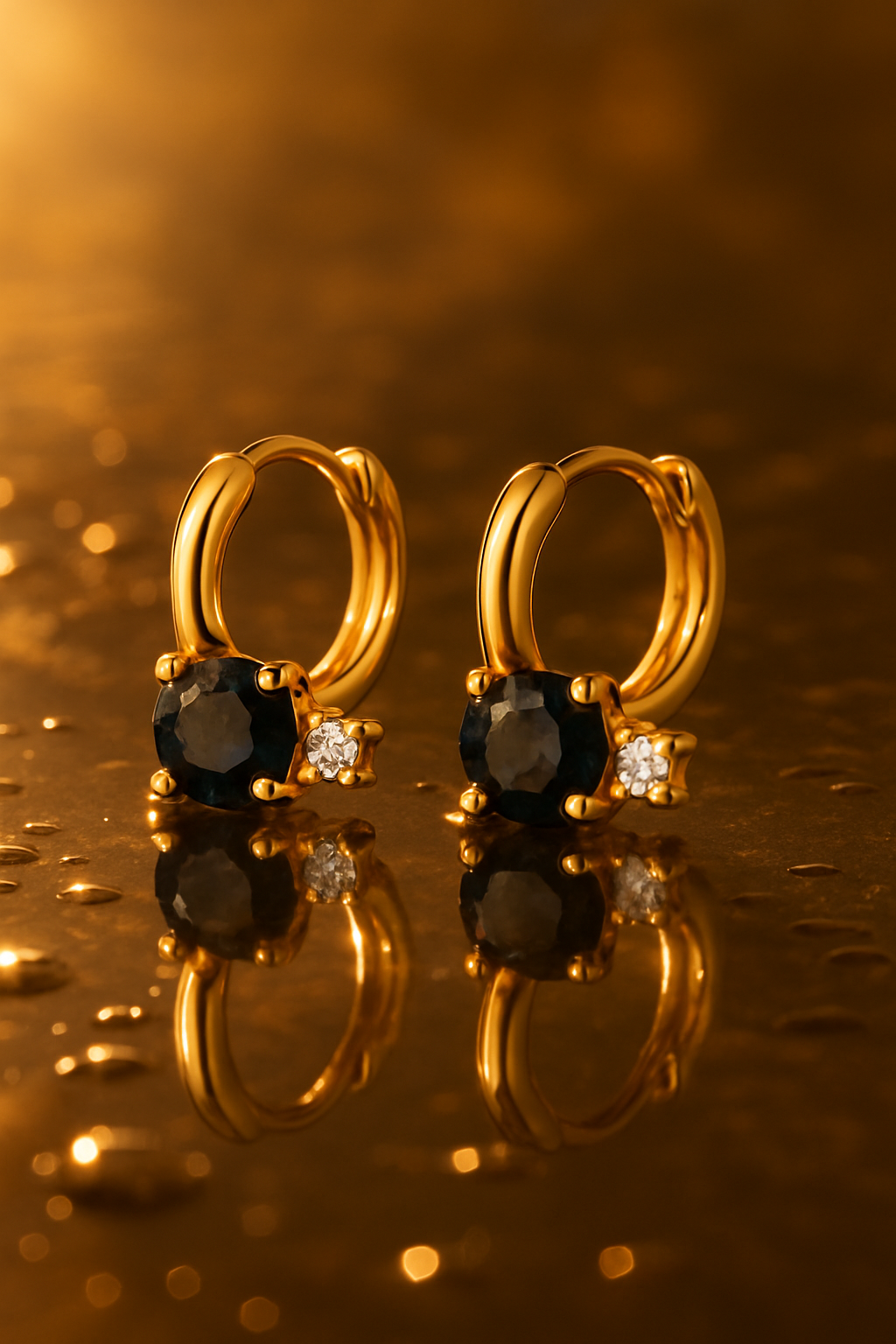 Gold Zircon Mini Hoops - water