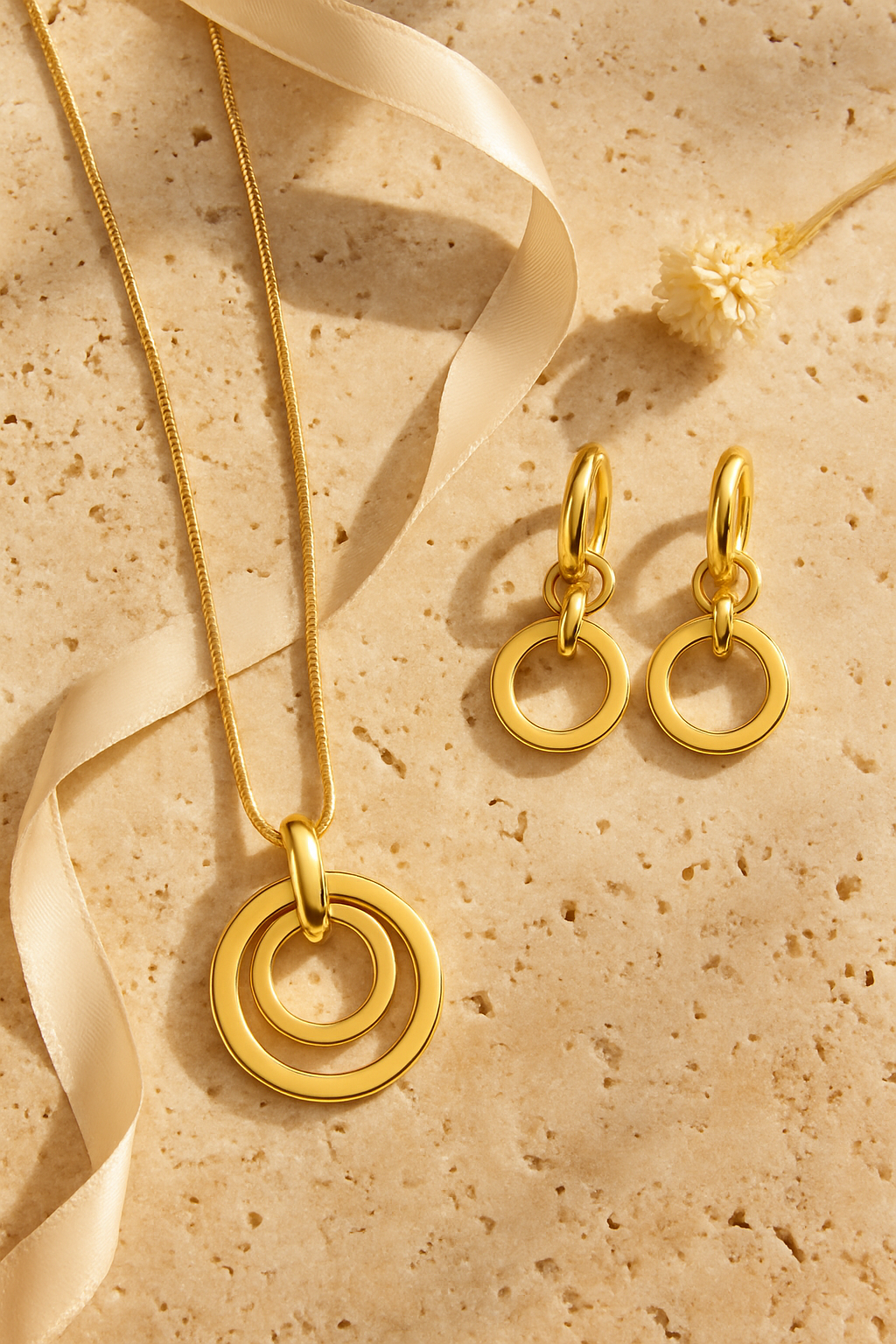 Soft Gold Pendant Set - flat lay