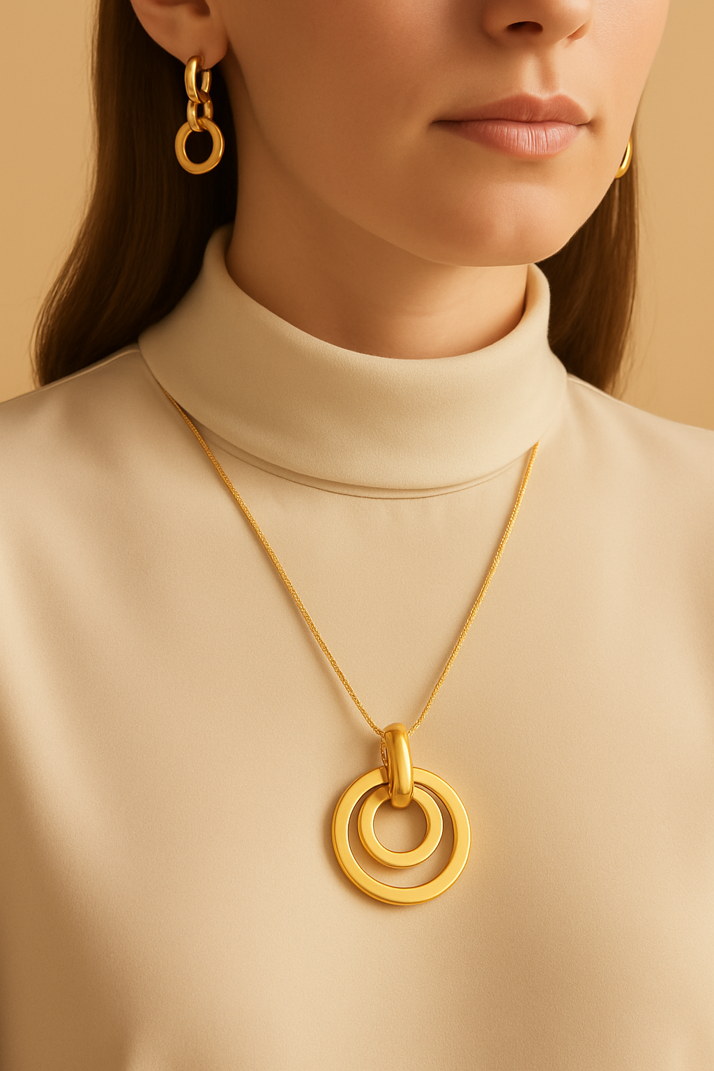 Soft Gold Pendant Set - on model