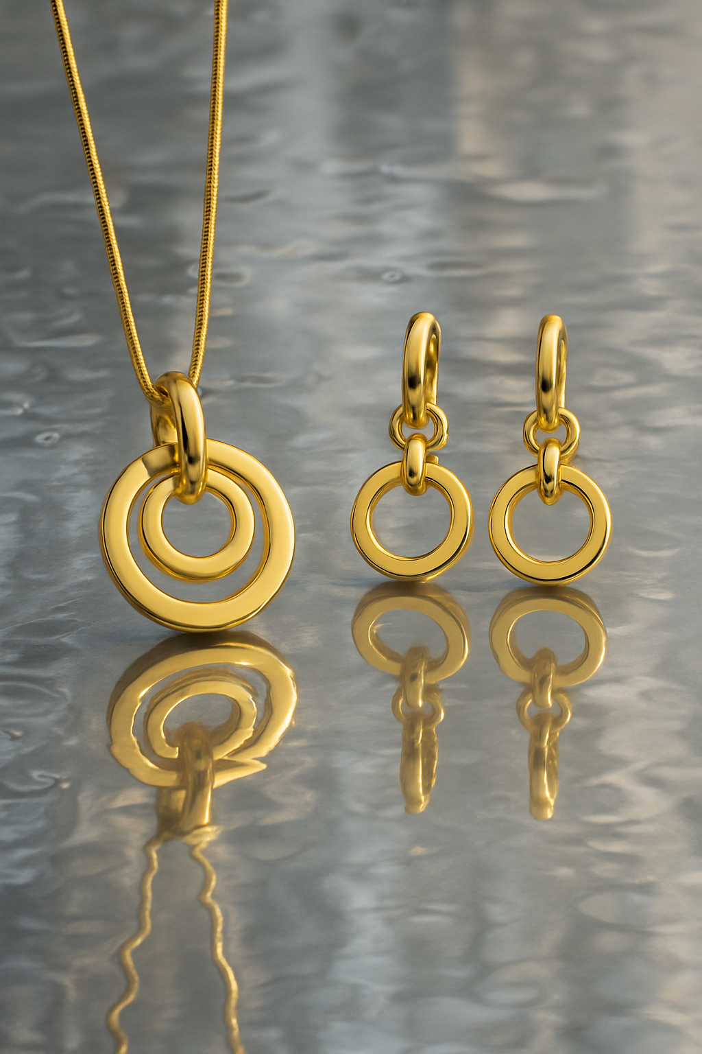 Soft Gold Pendant Set - water