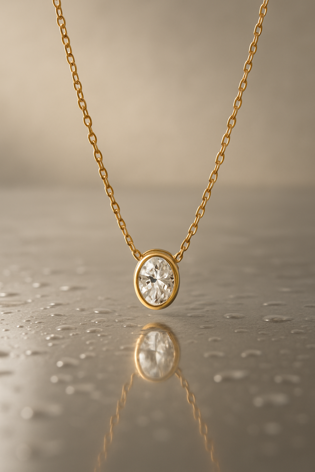 Oval Sparkle Pendant Necklace - water