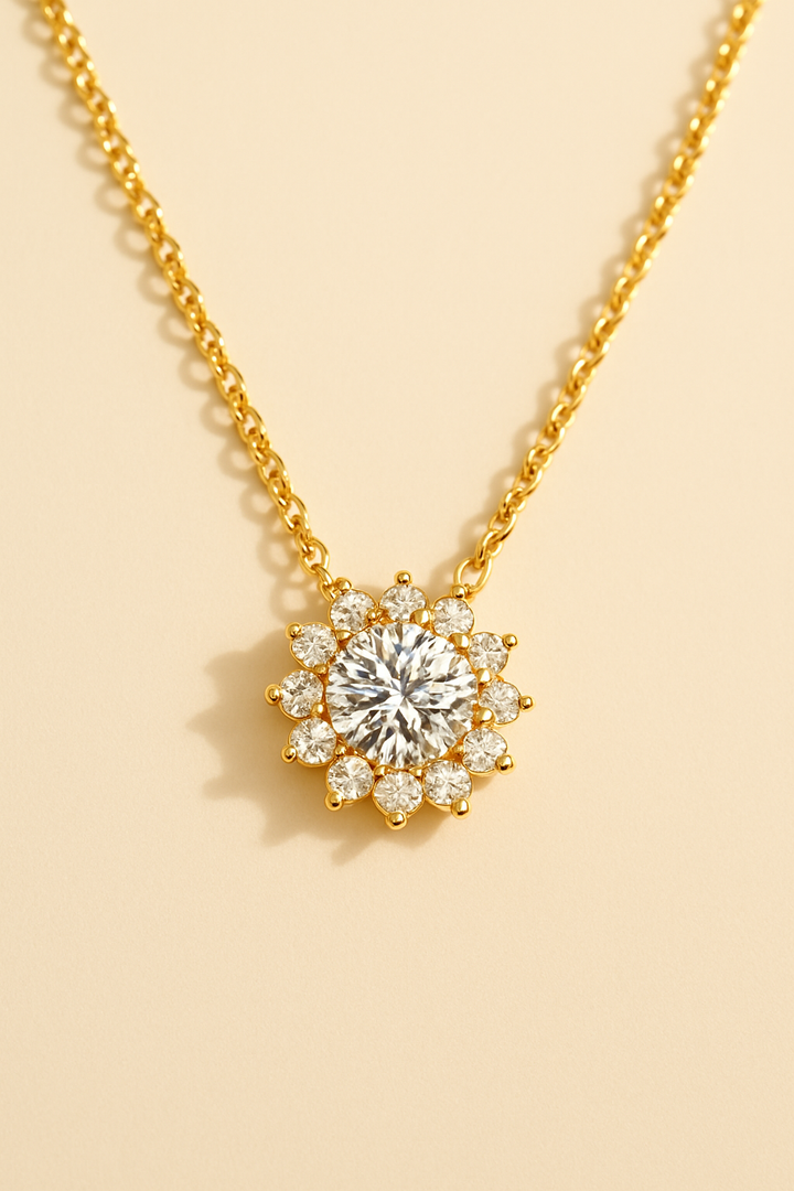 Sunburst Moissanite Necklace