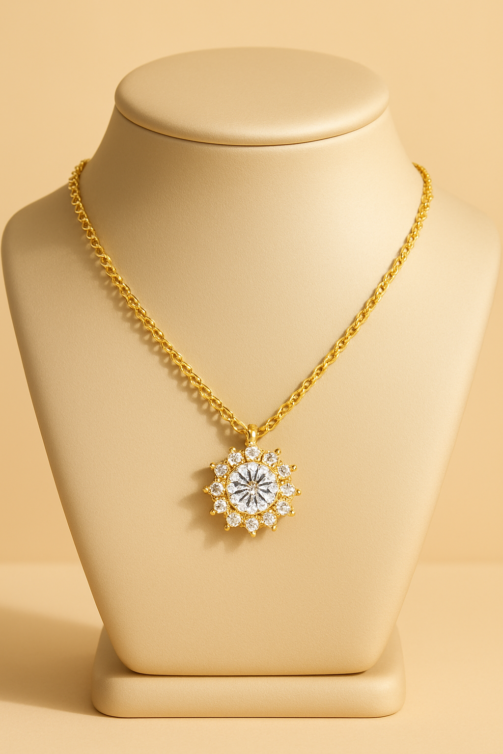 Sunburst Moissanite Necklace - stand