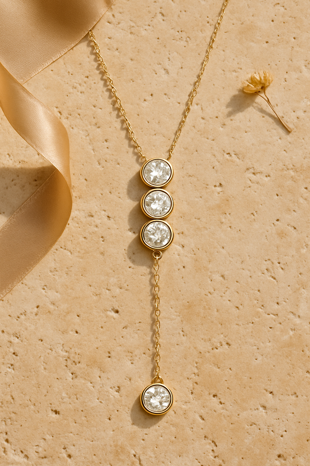 Moissanite Bubble Necklace - flat lay