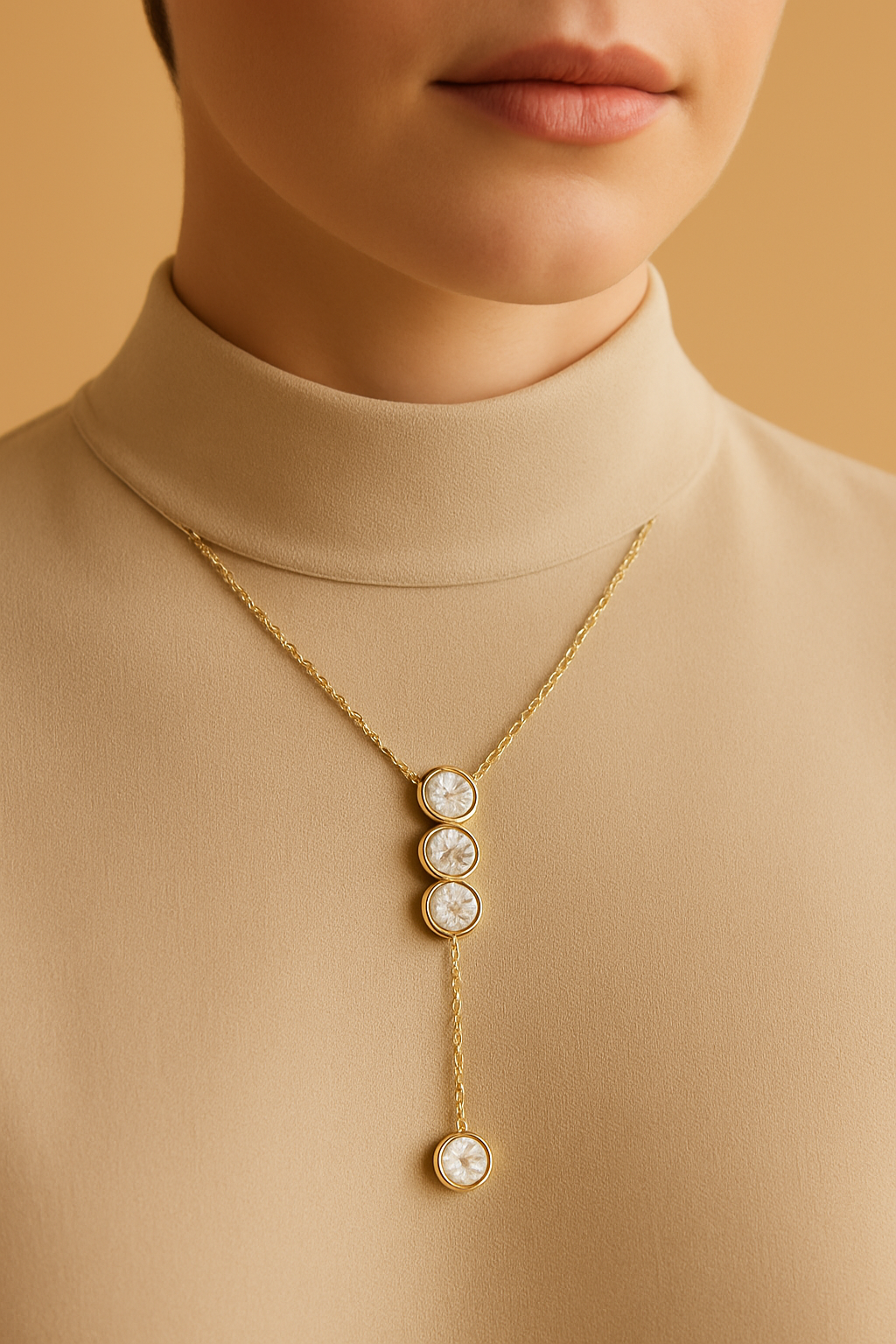 Moissanite Bubble Necklace - on model