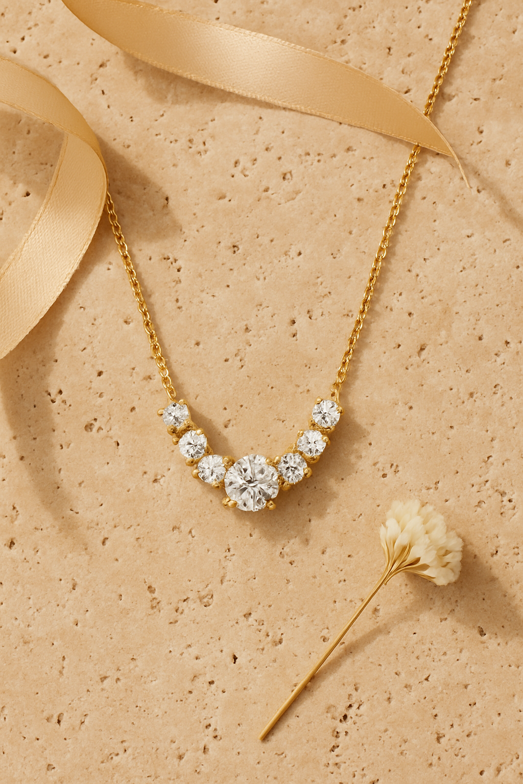 Moissanite Glow Pendant Necklace - flat lay