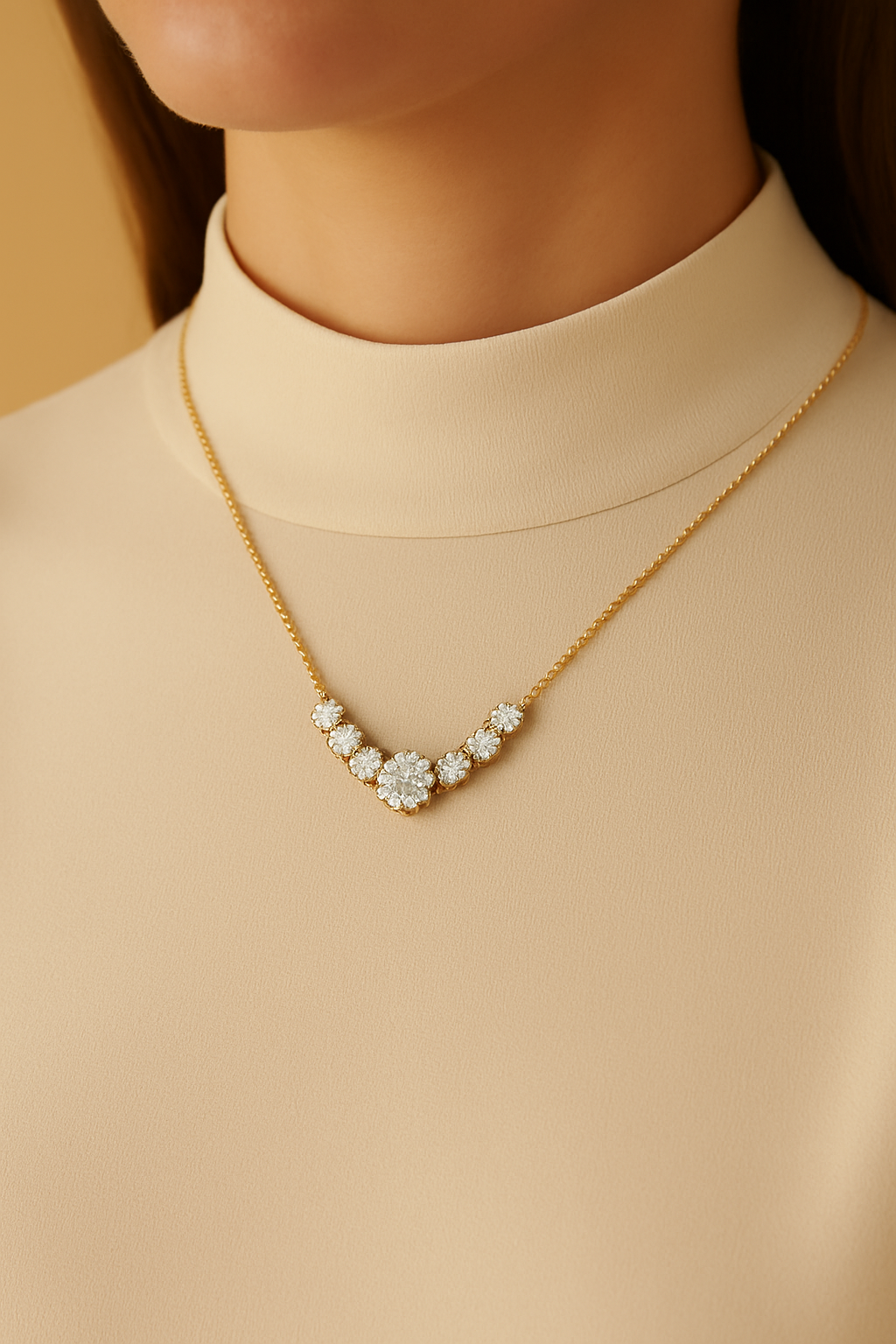 Moissanite Glow Pendant Necklace - on model