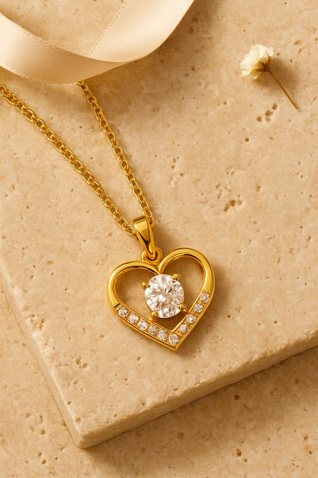 Soft Heart Necklace - flat lay