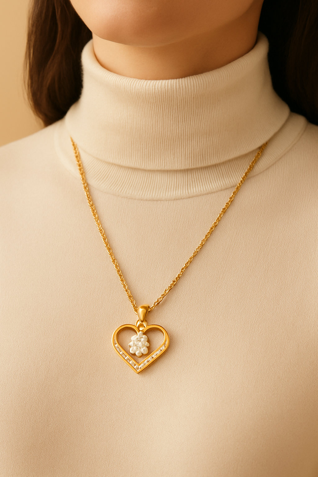 Soft Heart Necklace - on model