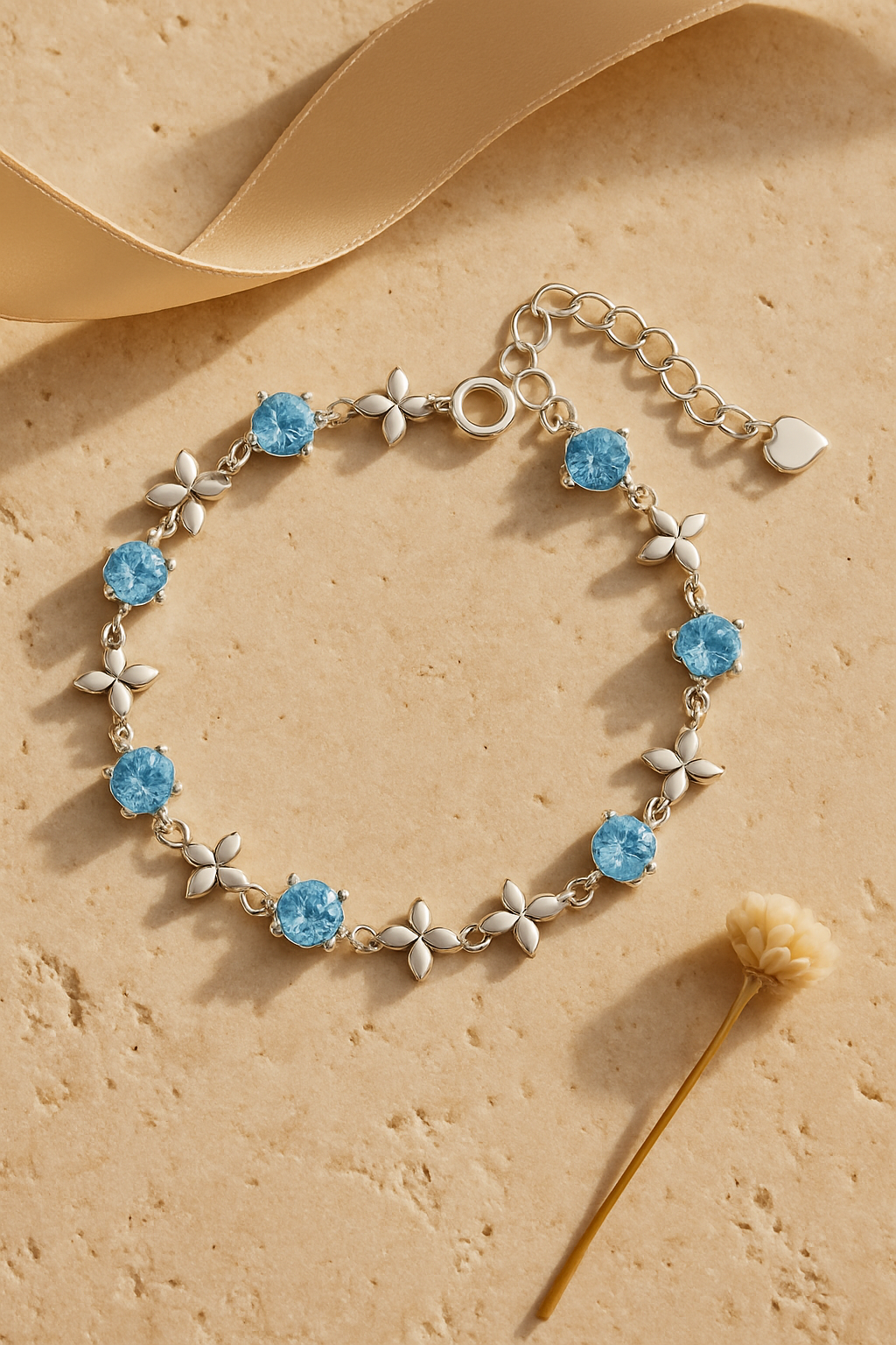 Crystal Leaf Bracelet - flat lay