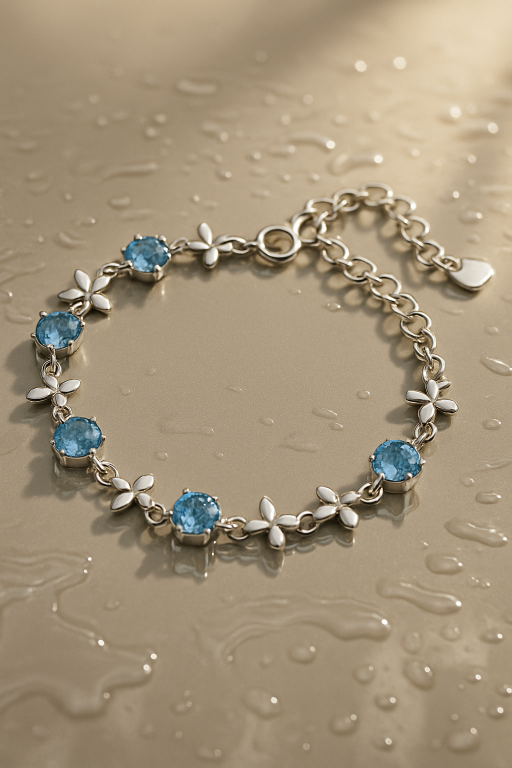 Crystal Leaf Bracelet - water