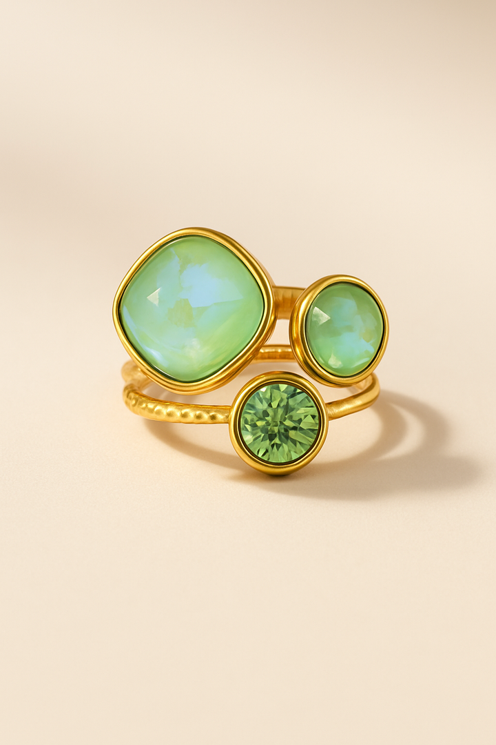 Color Crystal Adjustable Ring