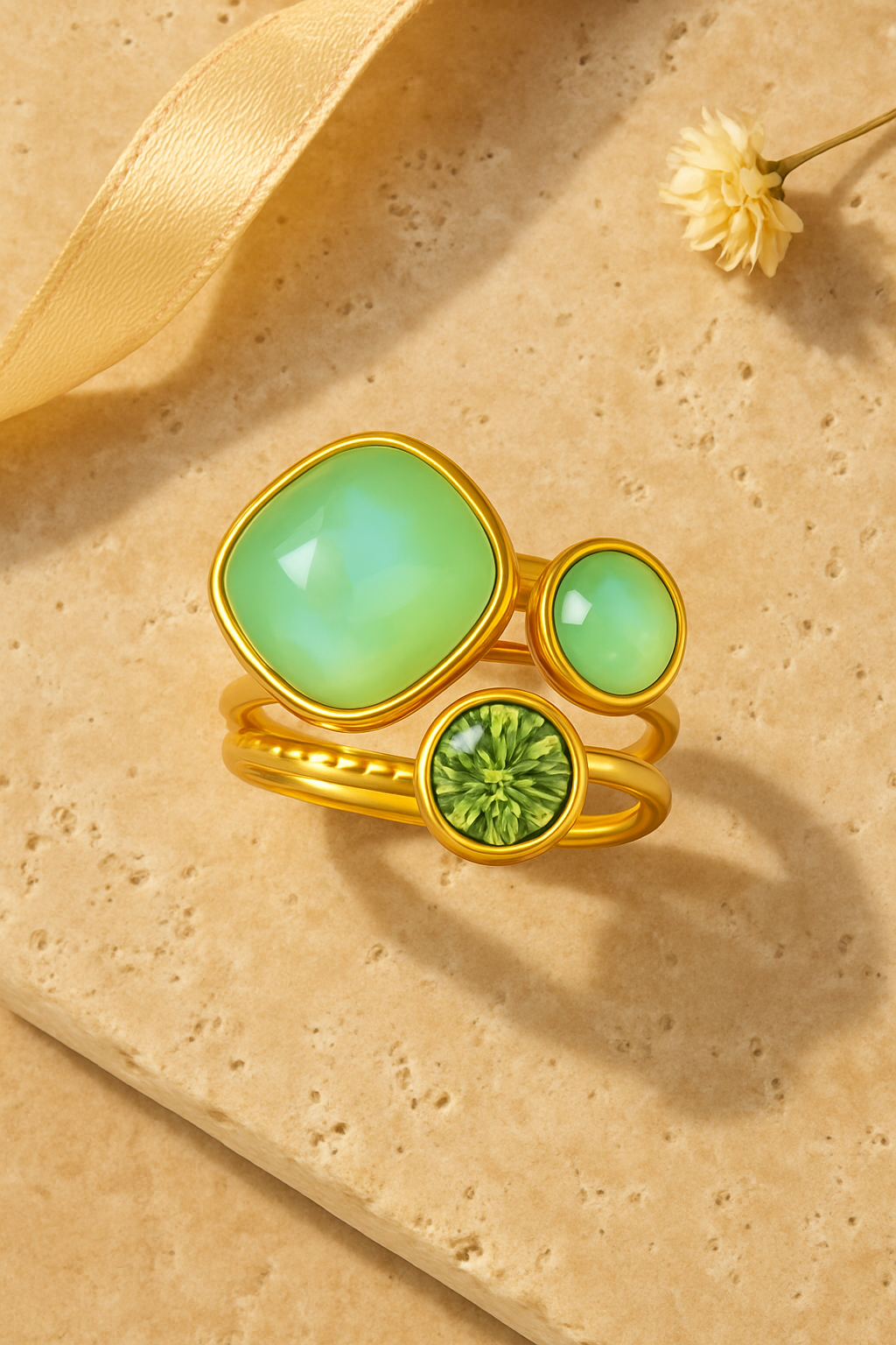 Color Crystal Adjustable Ring - flat lay