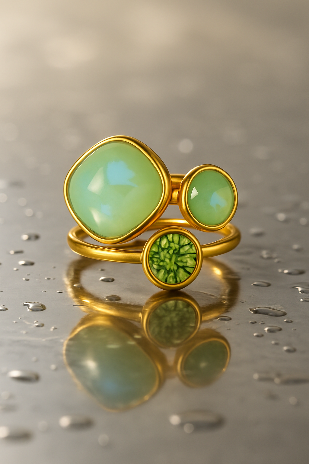 Color Crystal Adjustable Ring - water