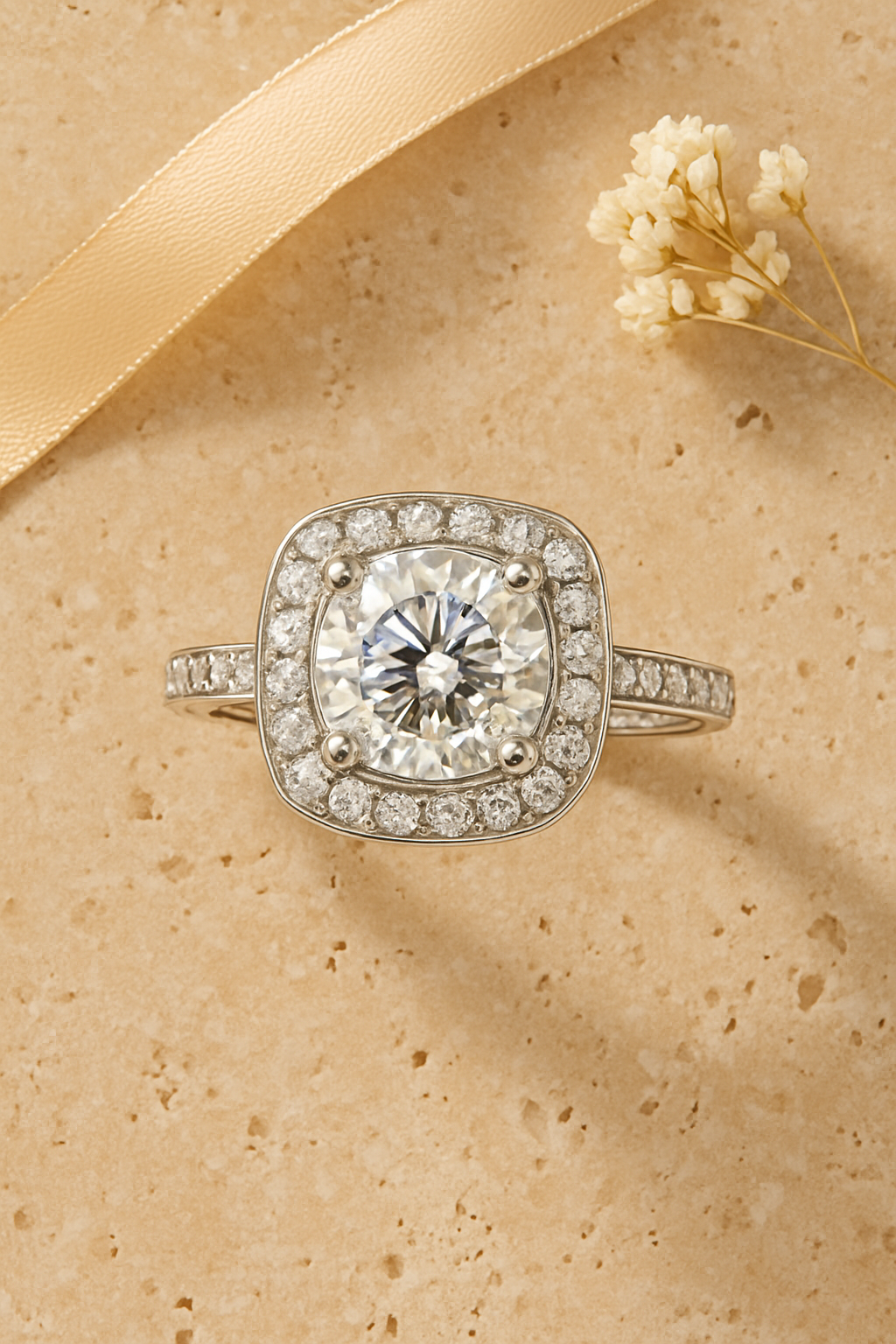 Silver CZ Statement Ring - flat lay