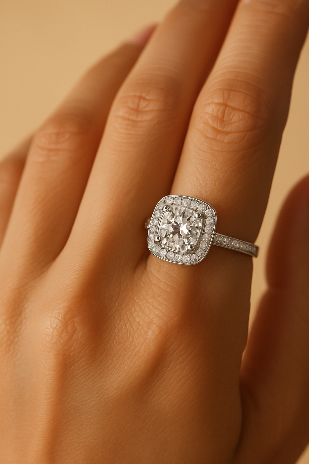 Silver CZ Statement Ring - on model