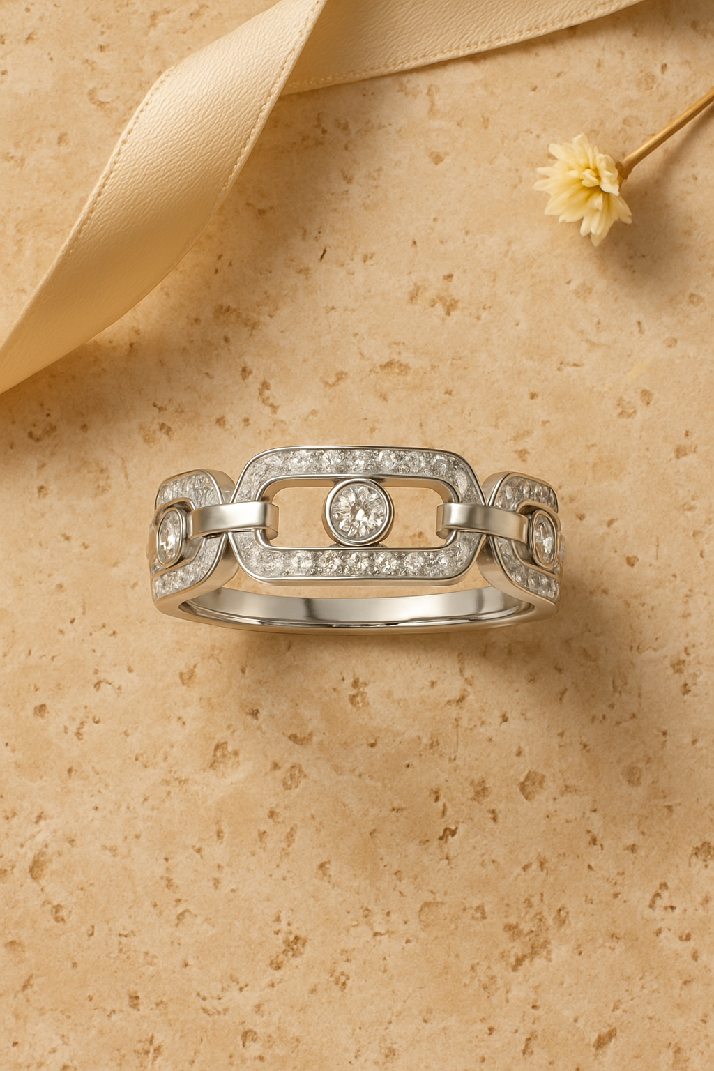 Paperclip Link Ring - flat lay