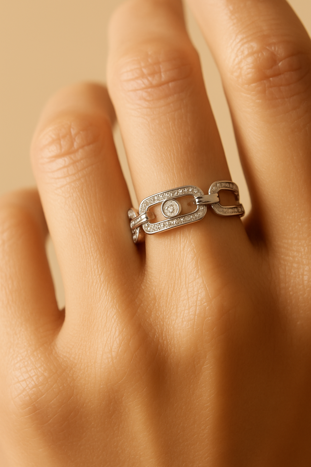 Paperclip Link Ring - on model