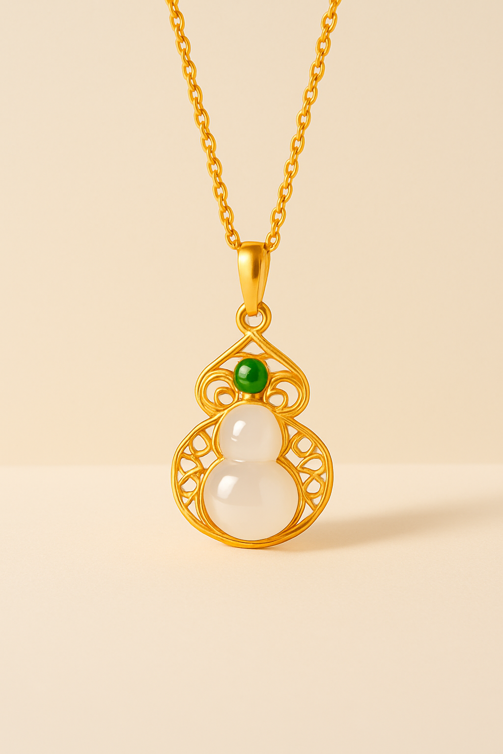 Jade Gourd Pendant Necklace - studio