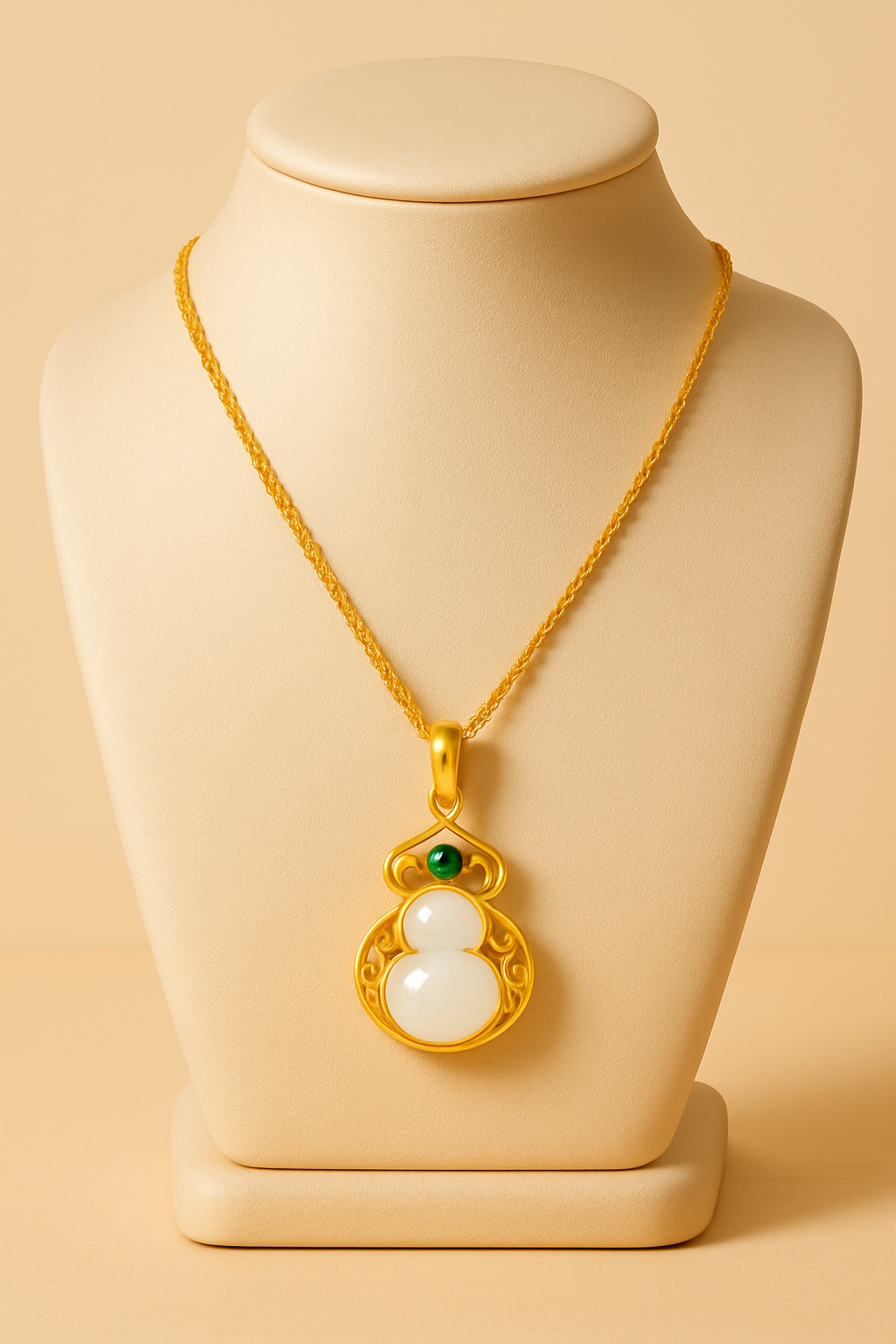 Jade Gourd Pendant Necklace - stand
