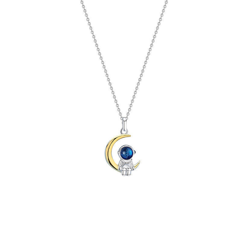 Astronaut Sterling Silver Couple Necklace Male Clavicle Chain