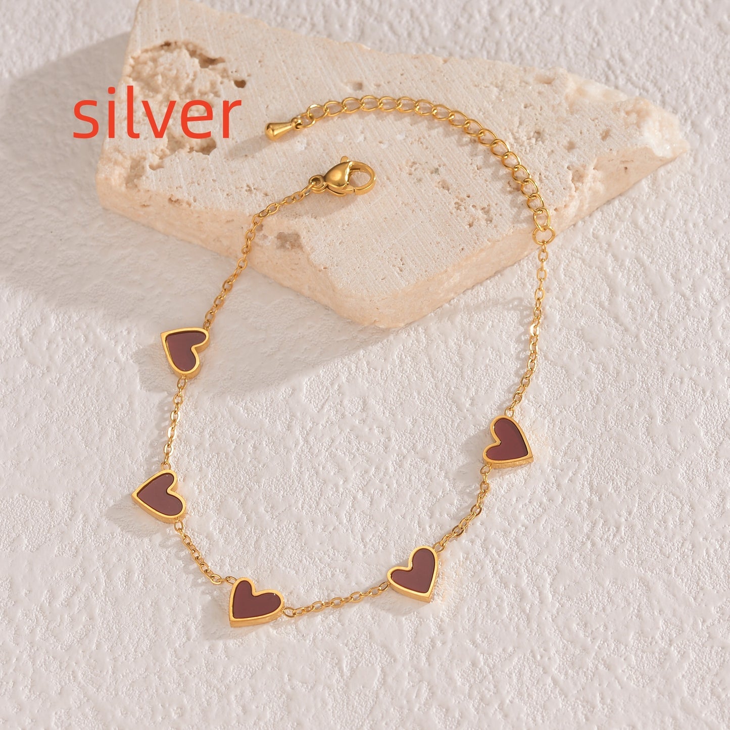 Stainless Steel Love Heart Bracelet – Minimalist Dripping Charm, Adjustable Chain, Elegant Gift for Women