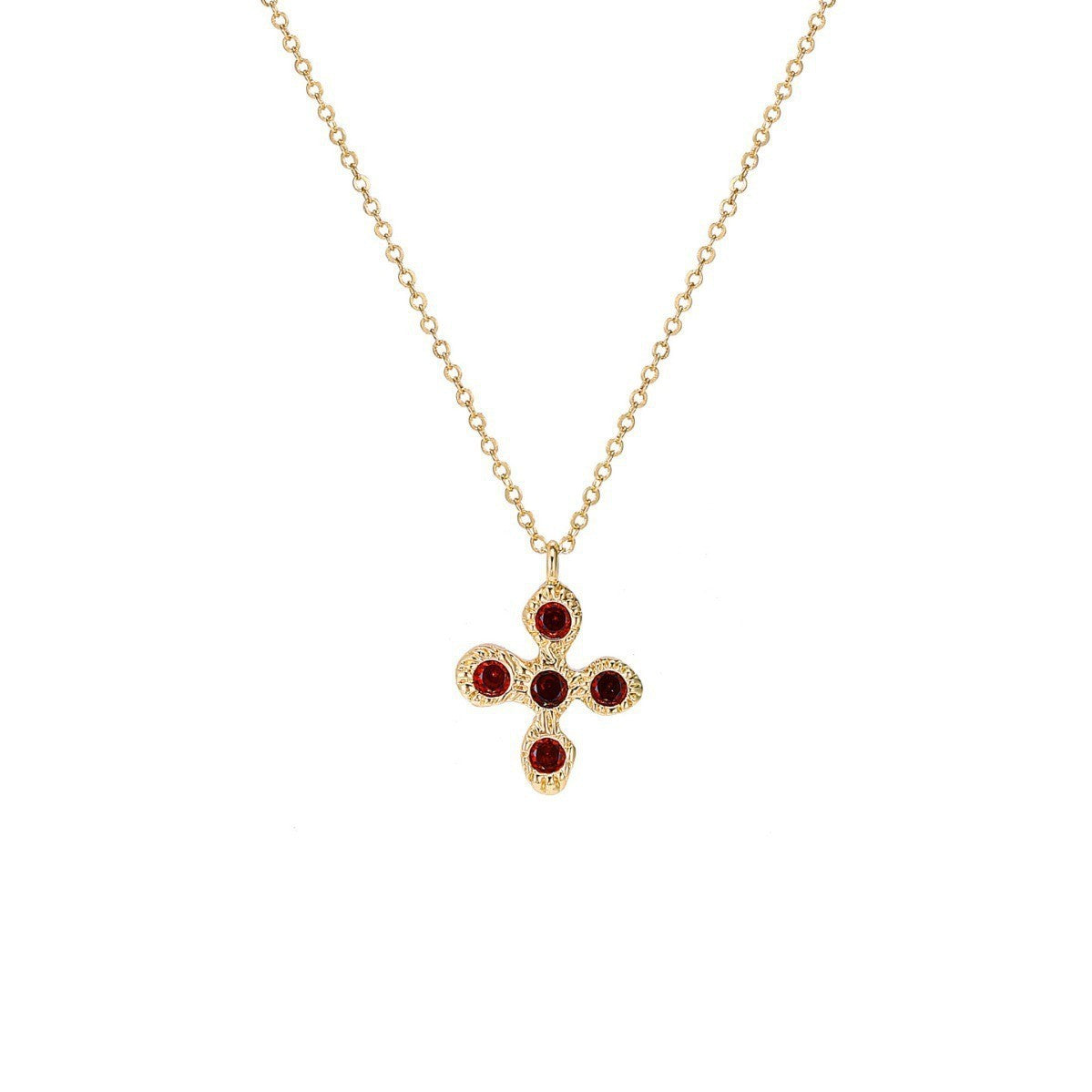 Light Luxury Floral Cross Pendant – Elegant Zircon Necklace