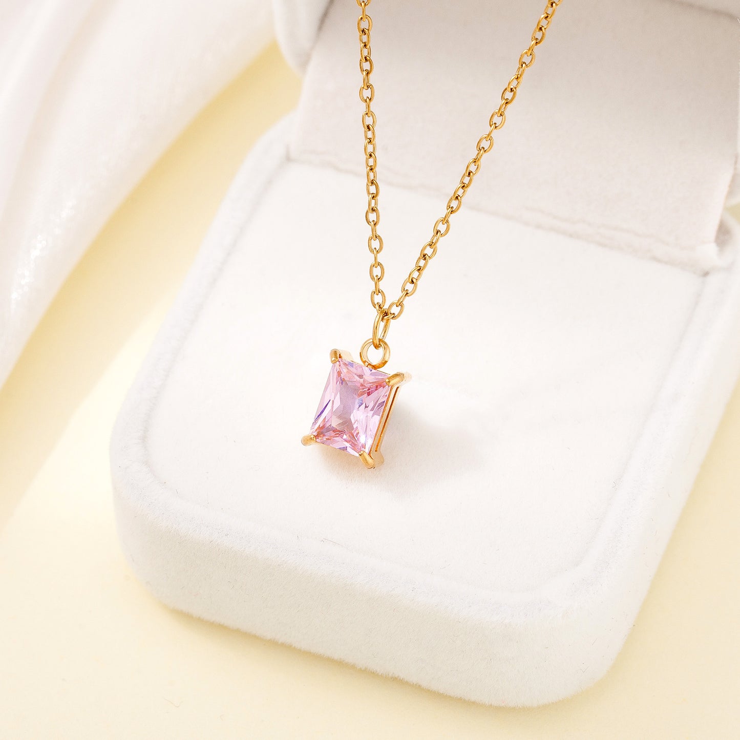 Elegant Square Pendant Necklace – Gold Plated Jewelry for Women