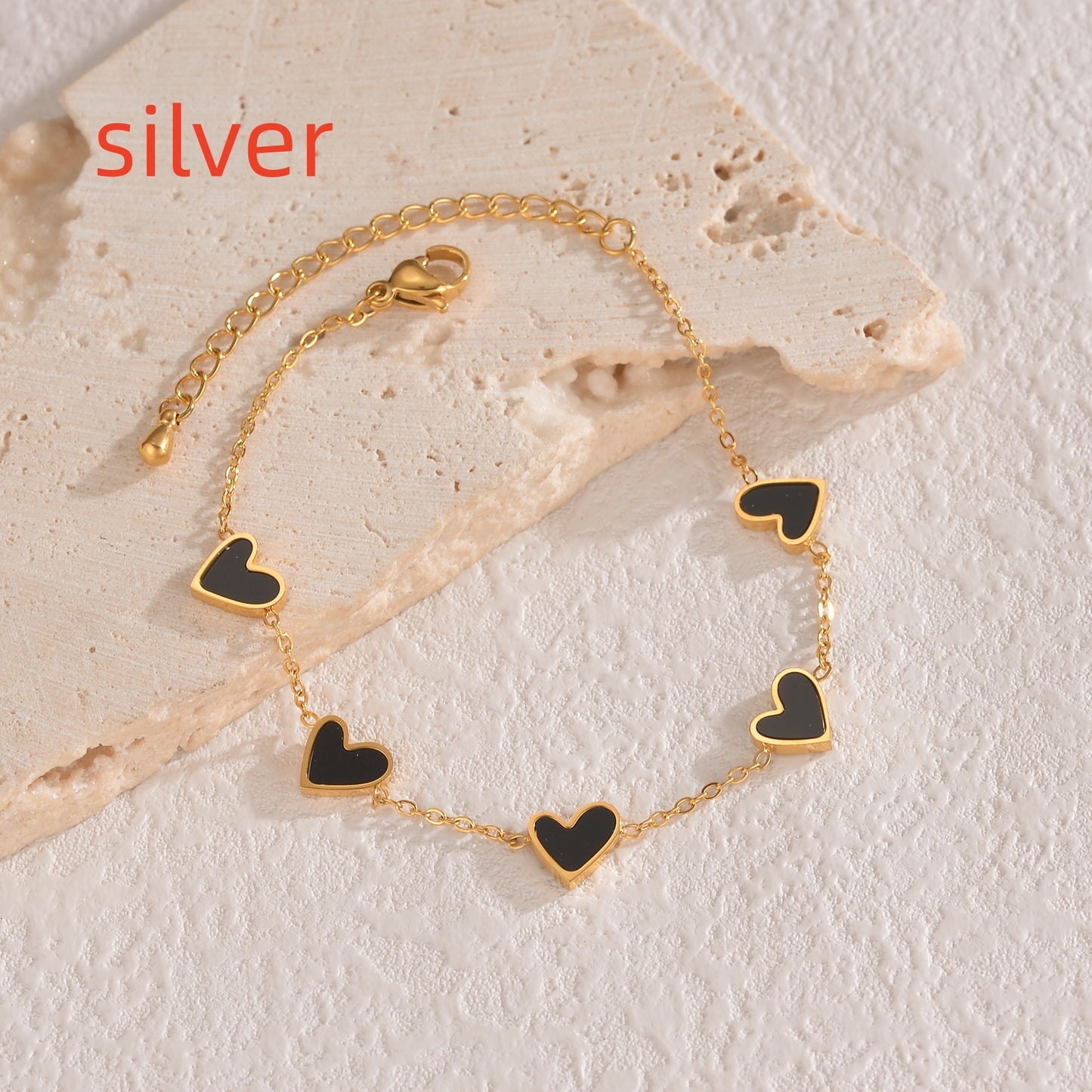 Stainless Steel Love Heart Bracelet – Minimalist Dripping Charm, Adjustable Chain, Elegant Gift for Women