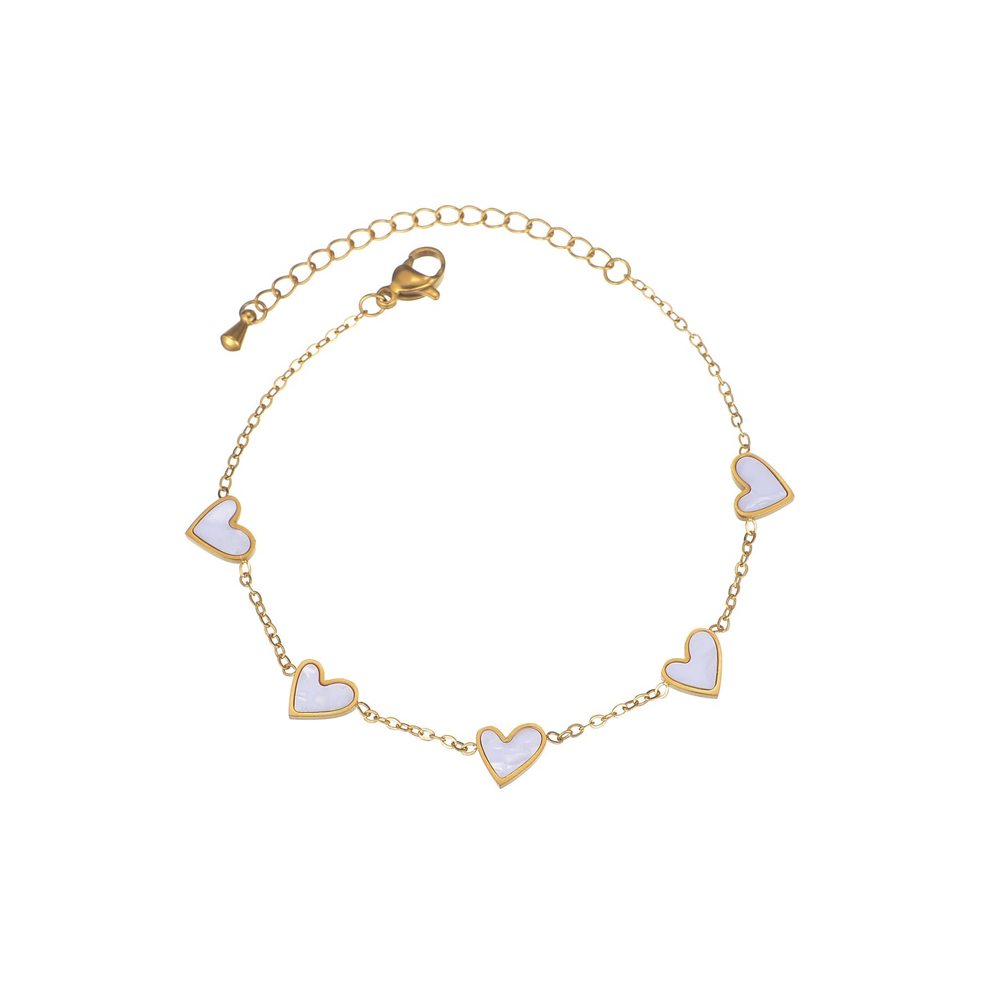 Stainless Steel Love Heart Bracelet – Minimalist Dripping Charm, Adjustable Chain, Elegant Gift for Women