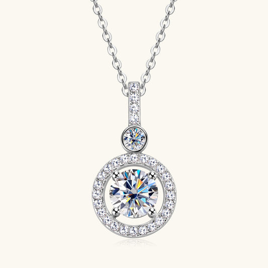 High-End Moissanite Necklace – 925 Silver Round Pendant Jewelry