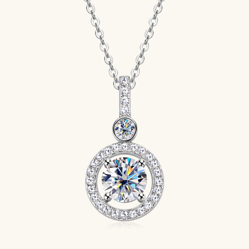 High-End Moissanite Necklace – 925 Silver Round Pendant Jewelry