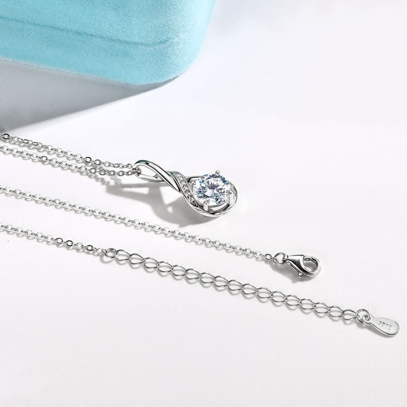 Elegant Water Drop Diamond Pendant Necklace – 925 Silver Jewelry