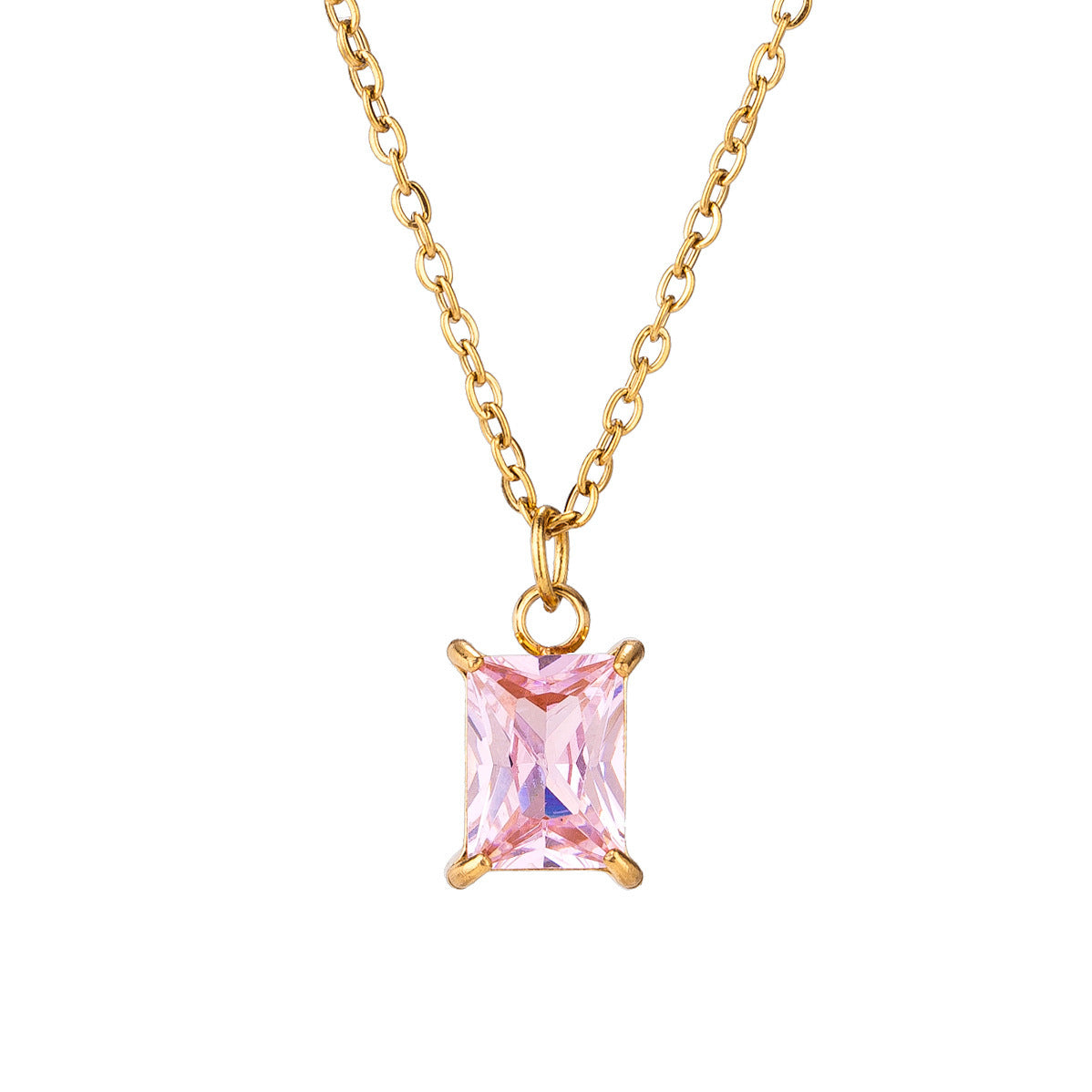 Elegant Square Pendant Necklace – Gold Plated Jewelry for Women