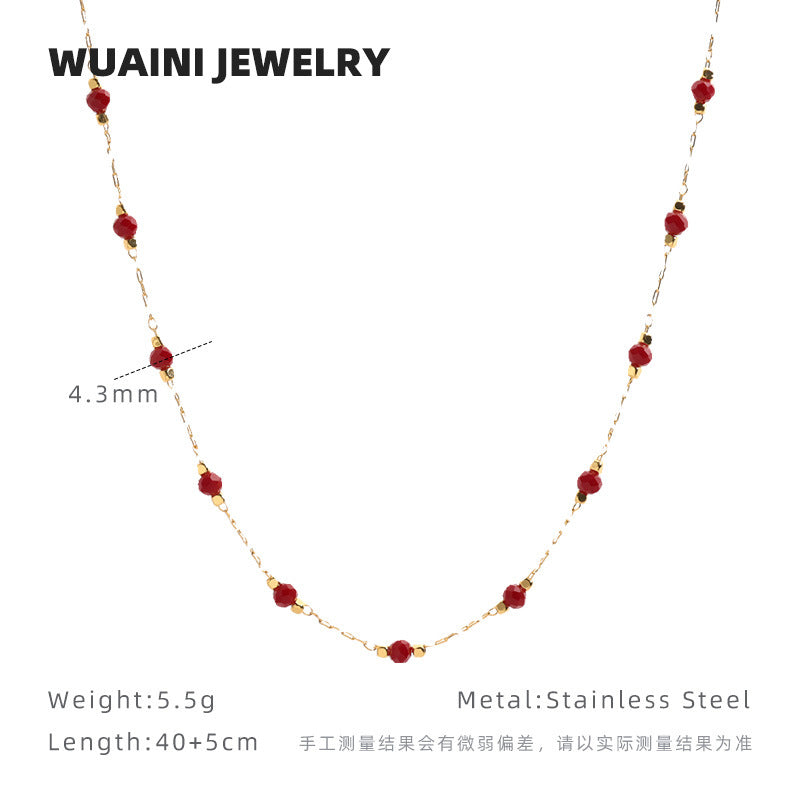 Red Spinel Bead Necklace