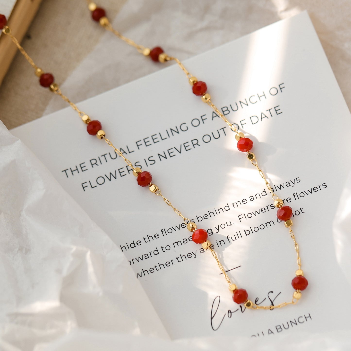 Red Spinel Bead Necklace
