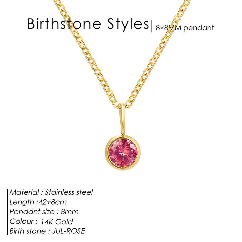 Birthstone Pendant Necklace – Colorful Rhinestone Jewelry by Month