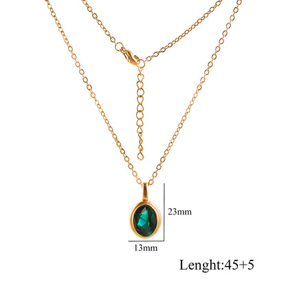 Oval Gem Clavicle Necklace
