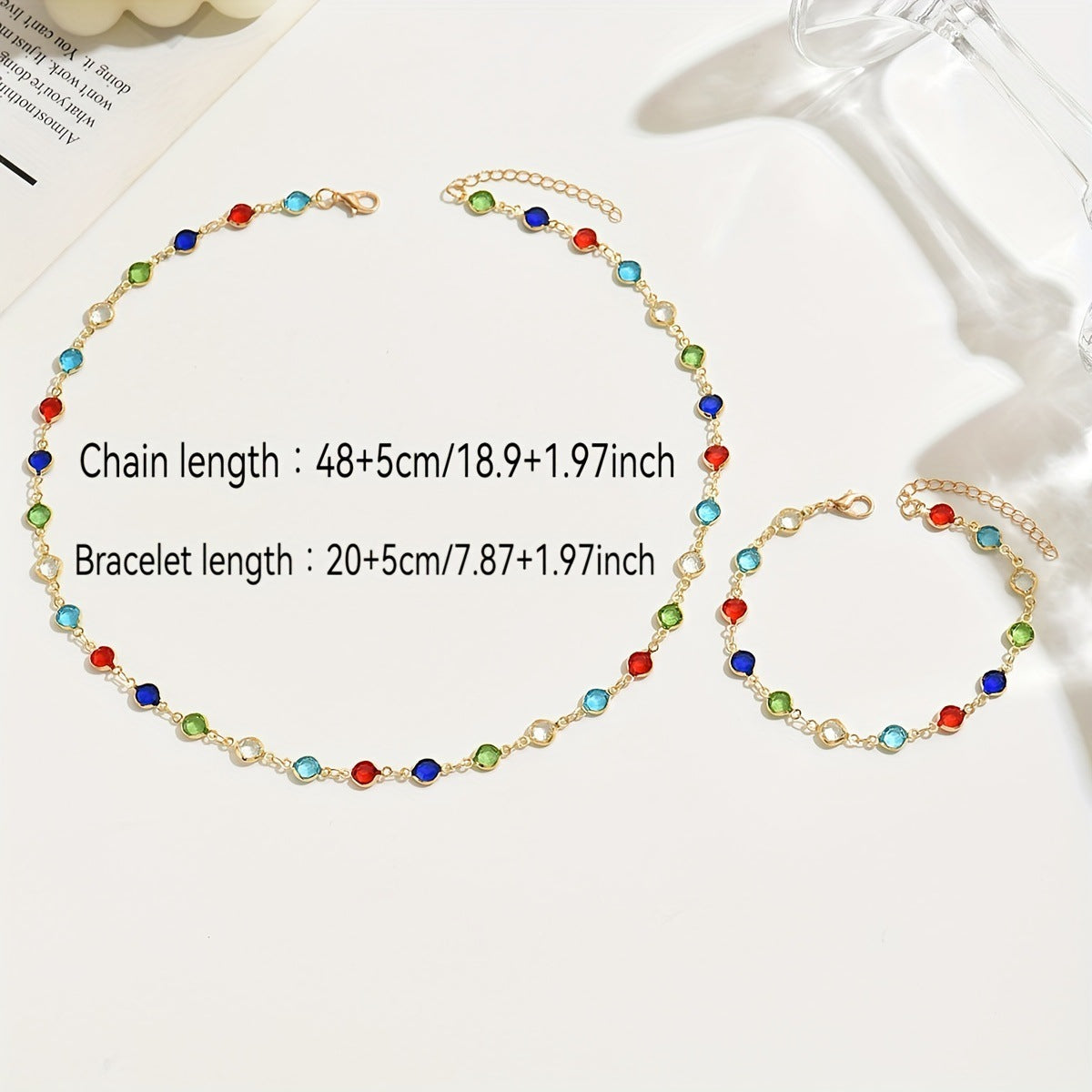 Color Crystal Necklace & Bracelet Set