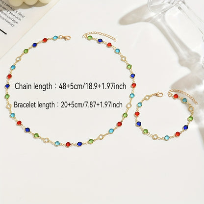 Color Crystal Necklace & Bracelet Set